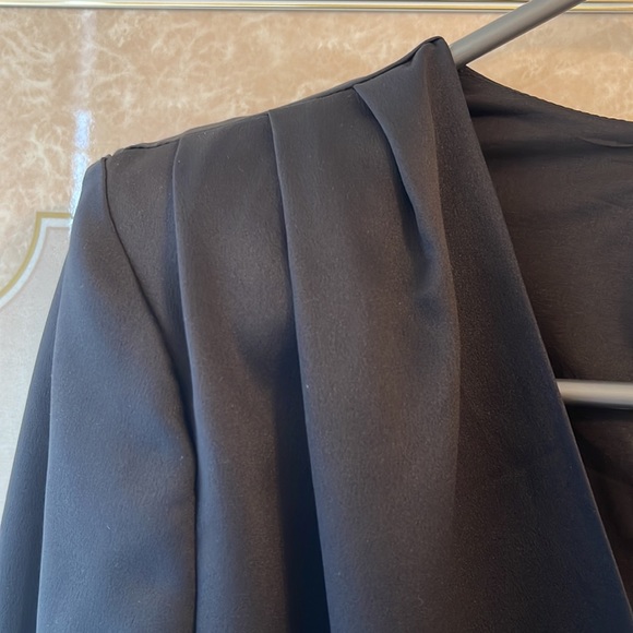 Black Long Sleeve Satin Dress - Picture 3 of 5